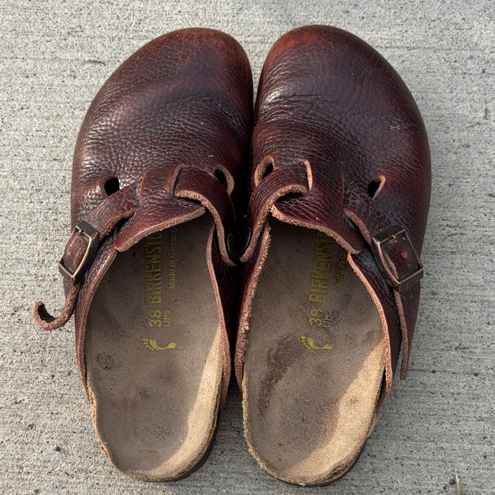 Birkenstock Men's Dark Brown Leather Slip-Ons
